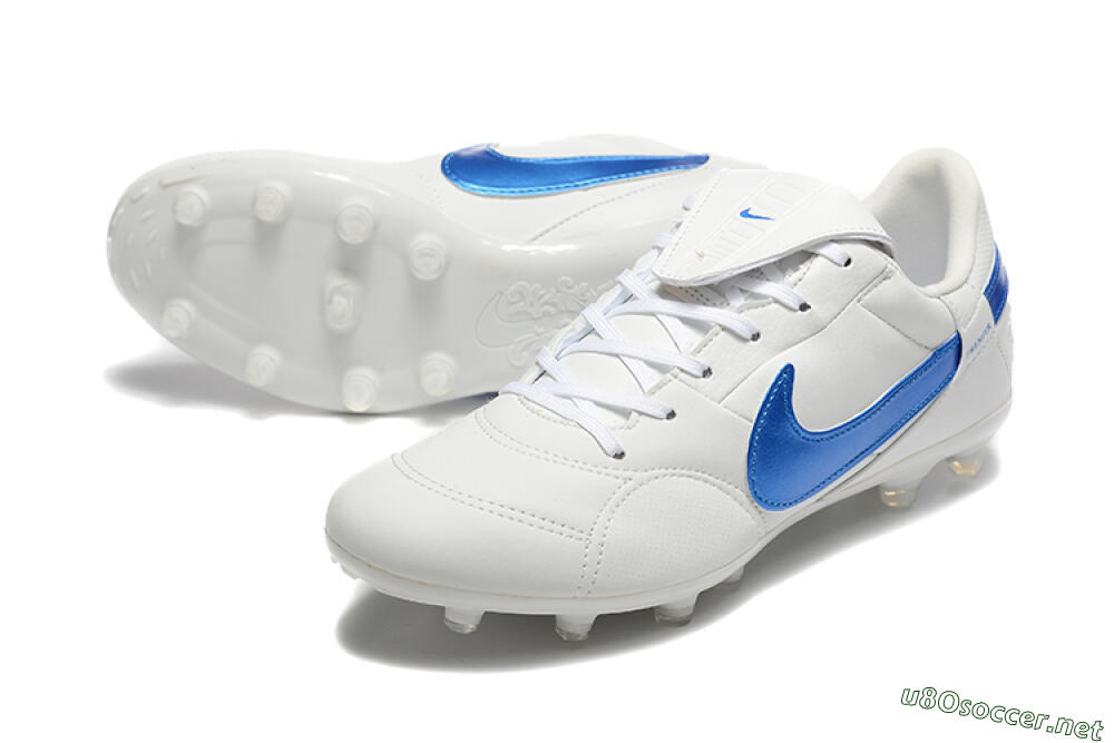 Men's Nike The Premier 3 FG Football Boots - Beige/Blue/White 3