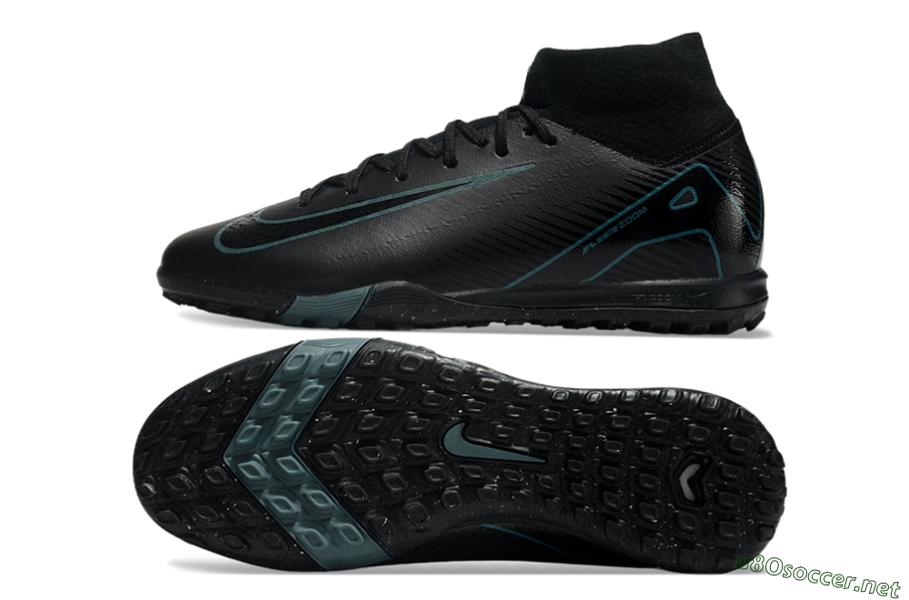 Men's Nike Air Zoom Mercurial Superfly 10 Elite TF Football Shoes - Black/Green/Silver 1