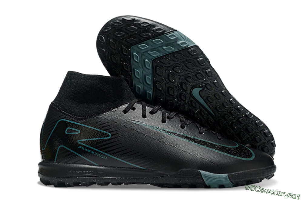Men's Nike Air Zoom Mercurial Superfly 10 Elite TF Football Shoes - Black/Green/Silver 2