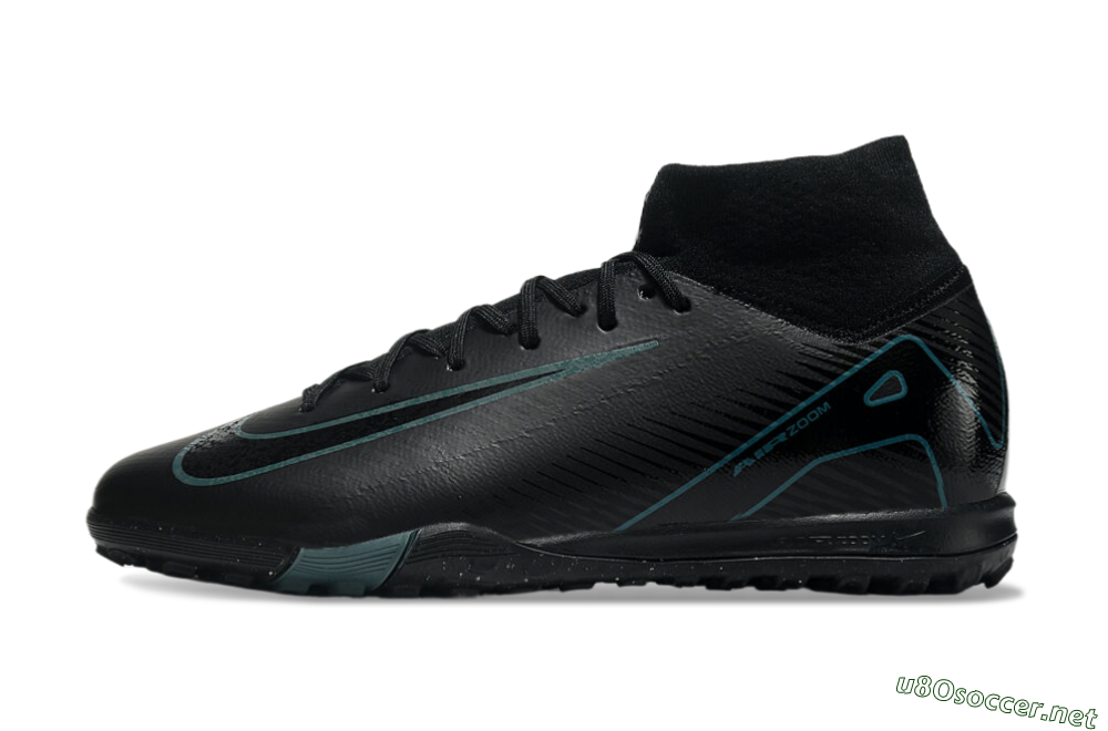 Men's Nike Air Zoom Mercurial Superfly 10 Elite TF Football Shoes - Black/Green/Silver 0