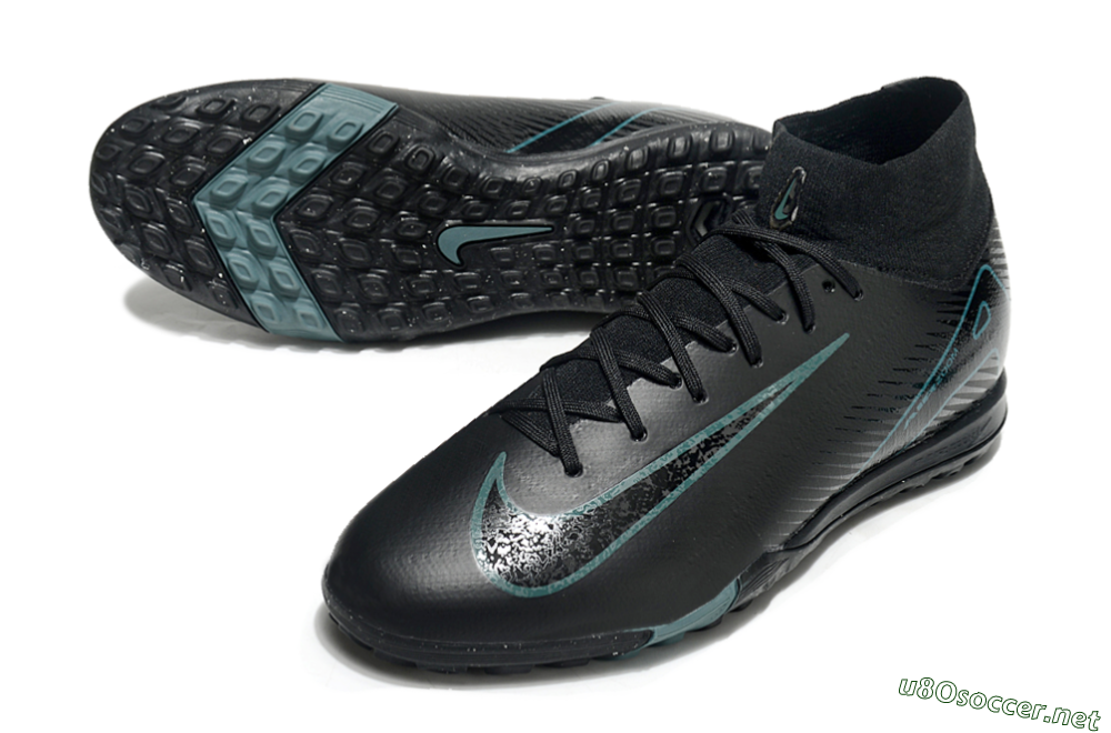 Men's Nike Air Zoom Mercurial Superfly 10 Elite TF Football Shoes - Black/Green/Silver 3
