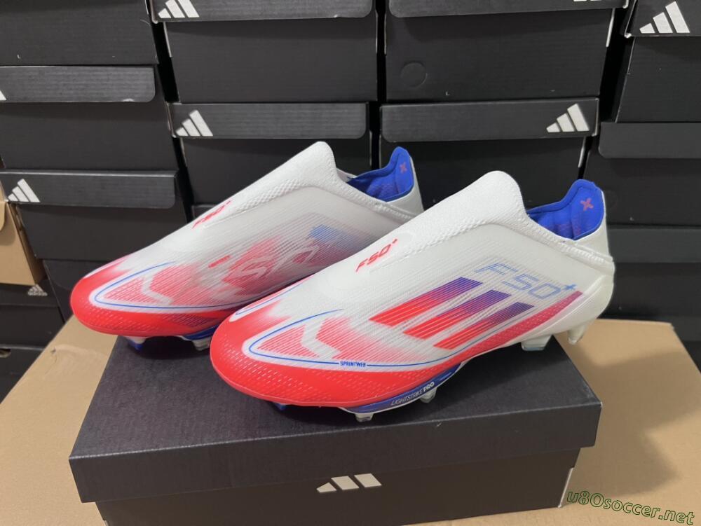 Unisex Adidas F50+ Lightstrike Pro Laceless FG Football Boots - Red/White/Blue