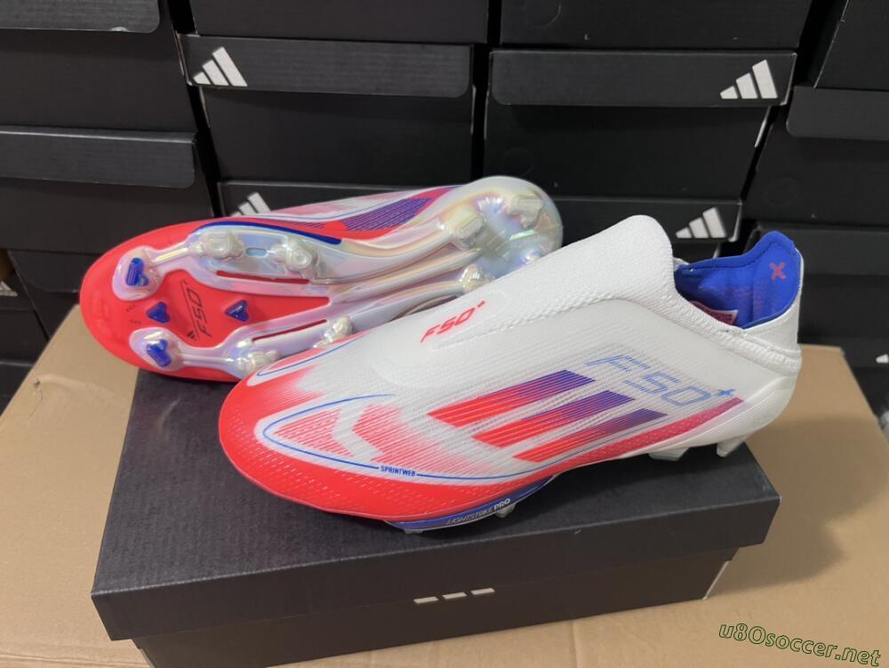 Unisex Adidas F50+ Lightstrike Pro Laceless FG Football Boots - Red/White/Blue