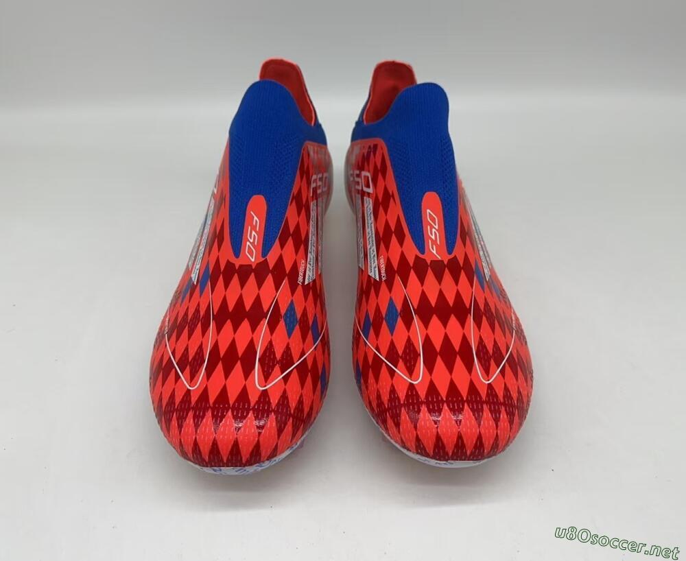 Men's Adidas F50+ Lightstrike Elite Laceless FG Football Boots - Red/Blue/White