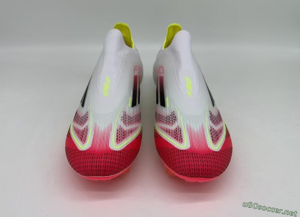 Men's Adidas F50 Elite Laceless FG Football Boots - White/Red/Black
