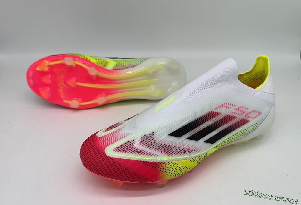 Men's Adidas F50 Elite Laceless FG Football Boots - White/Red/Black