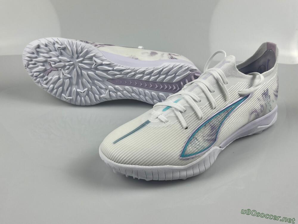 Men's Puma Ultra Ultimate TF Football Shoes - White/Purple/Blue