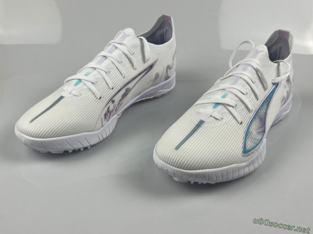 Men's Puma Ultra Ultimate TF Football Shoes - White/Purple/Blue