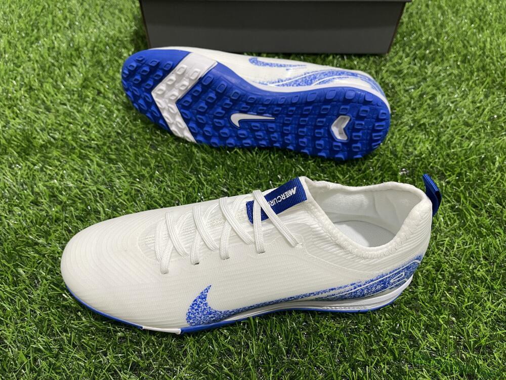 Unisex Nike Air Zoom Mercurial Vapor 16 Pro TF Football Shoes - White/Blue