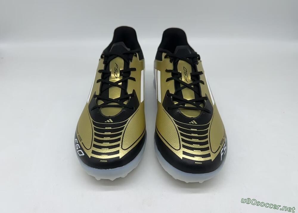 Men's Adidas F50 Pro TF Football Shoes - Gold/White/Black
