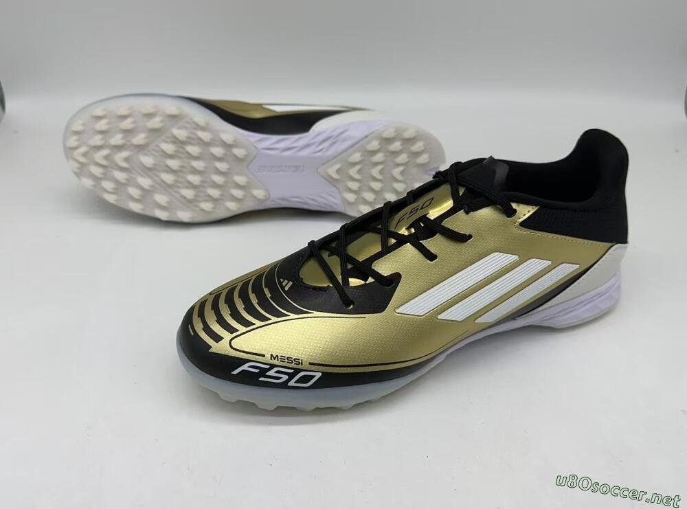 Men's Adidas F50 Pro TF Football Shoes - Gold/White/Black