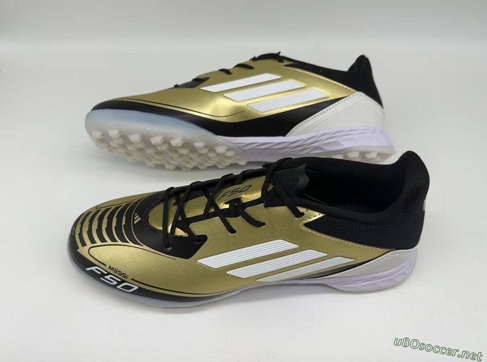 Men's Adidas F50 Pro TF Football Shoes - Gold/White/Black