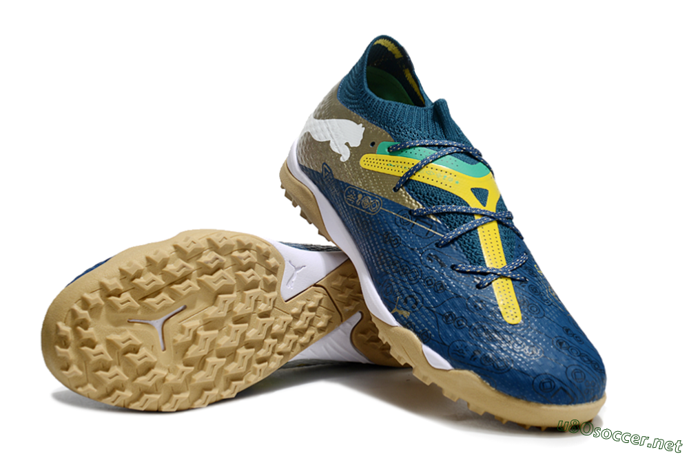 Men's Puma x Neymar Future 7 Ultimate bna TF Football Shoes - Blue/Yellow/Green 3