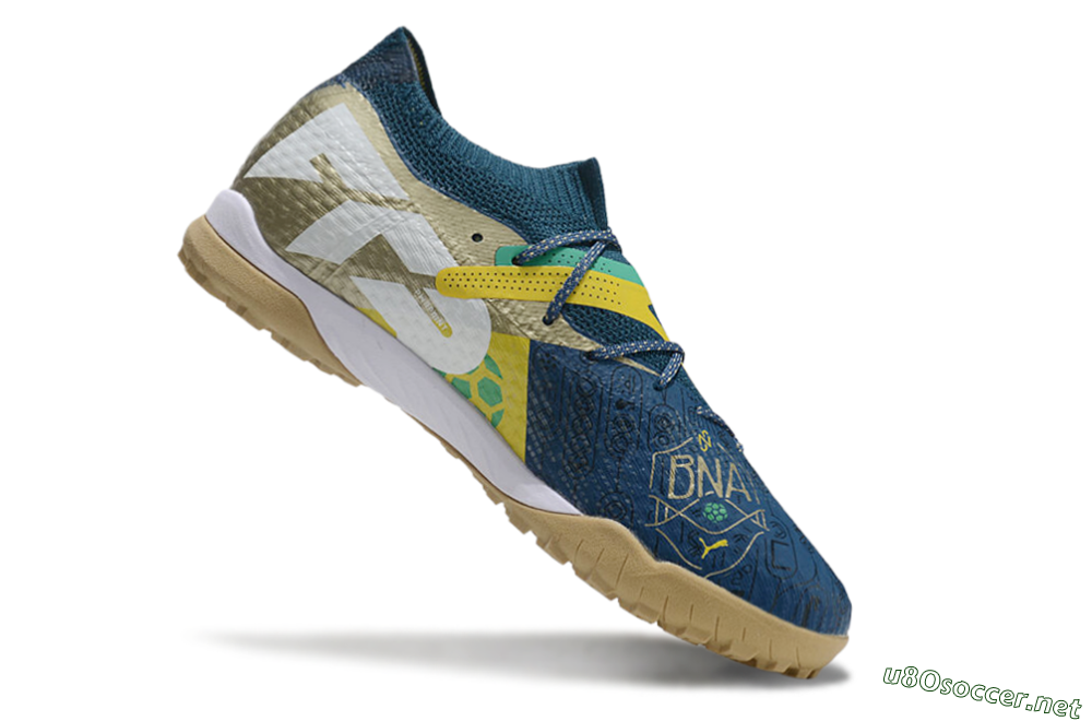 Men's Puma x Neymar Future 7 Ultimate bna TF Football Shoes - Blue/Yellow/Green 4