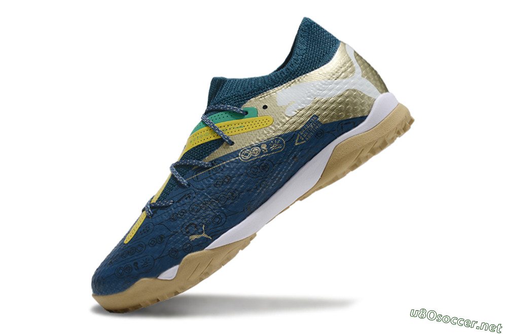 Men's Puma x Neymar Future 7 Ultimate bna TF Football Shoes - Blue/Yellow/Green 5