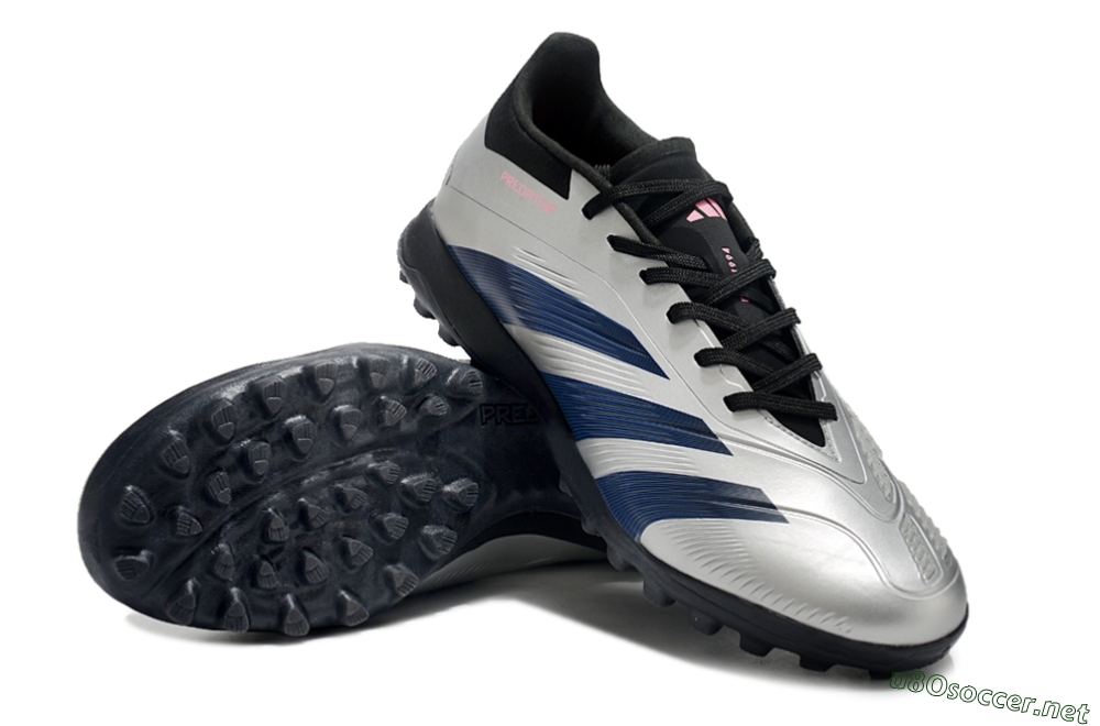 Men's Adidas Predator 24 Elite TF Football Shoes - Silver/Blue/Pink 3