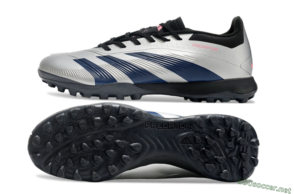 Men's Adidas Predator 24 Elite TF Football Shoes - Silver/Blue/Pink 1