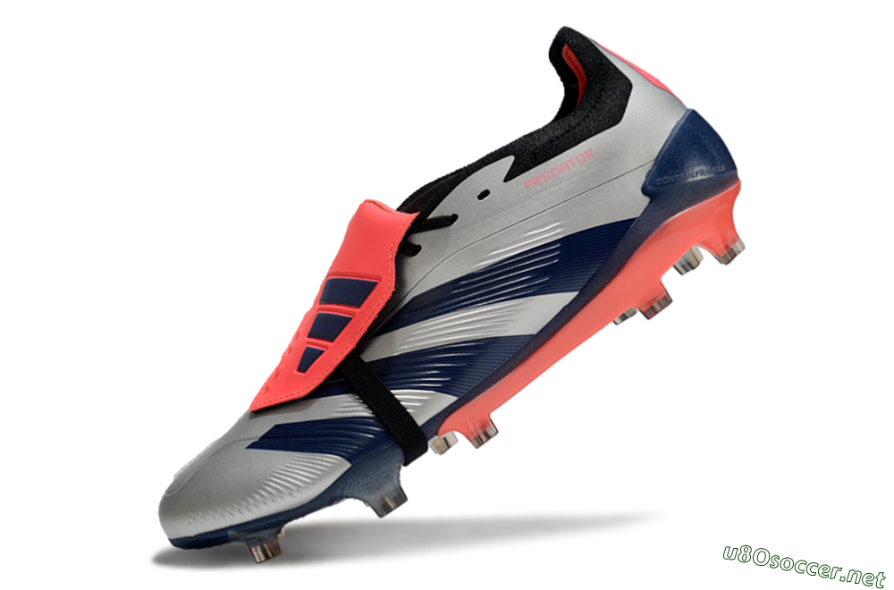 Men's Adidas Predator Elite Foldover Tongue FG Football Boots - Silver/Blue/Red 5