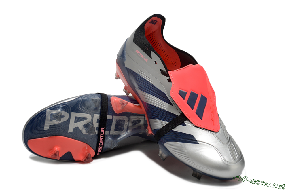 Men's Adidas Predator Elite Foldover Tongue FG Football Boots - Silver/Blue/Red 3