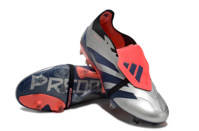 Men's Adidas Predator Elite Foldover Tongue FG Football Boots - Silver/Blue/Red