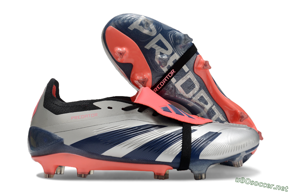 Men's Adidas Predator Elite Foldover Tongue FG Football Boots - Silver/Blue/Red 2