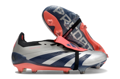 Men's Adidas Predator Elite Foldover Tongue FG Football Boots - Silver/Blue/Red