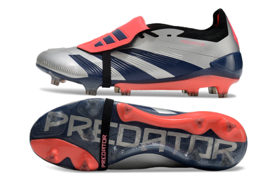 Men's Adidas Predator Elite Foldover Tongue FG Football Boots - Silver/Blue/Red