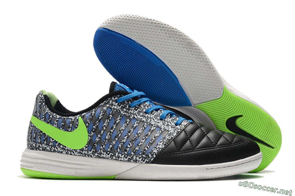 Men's Nike Lunar Gato 2 IC Football Shoes - Black/Blue/Yellow 2