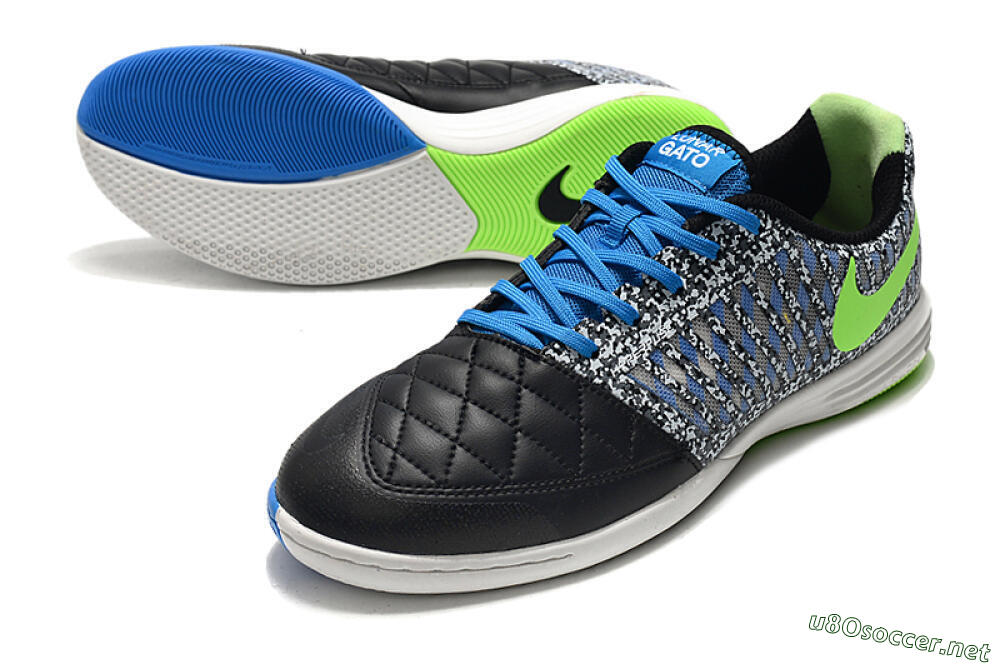 Men's Nike Lunar Gato 2 IC Football Shoes - Black/Blue/Yellow 3