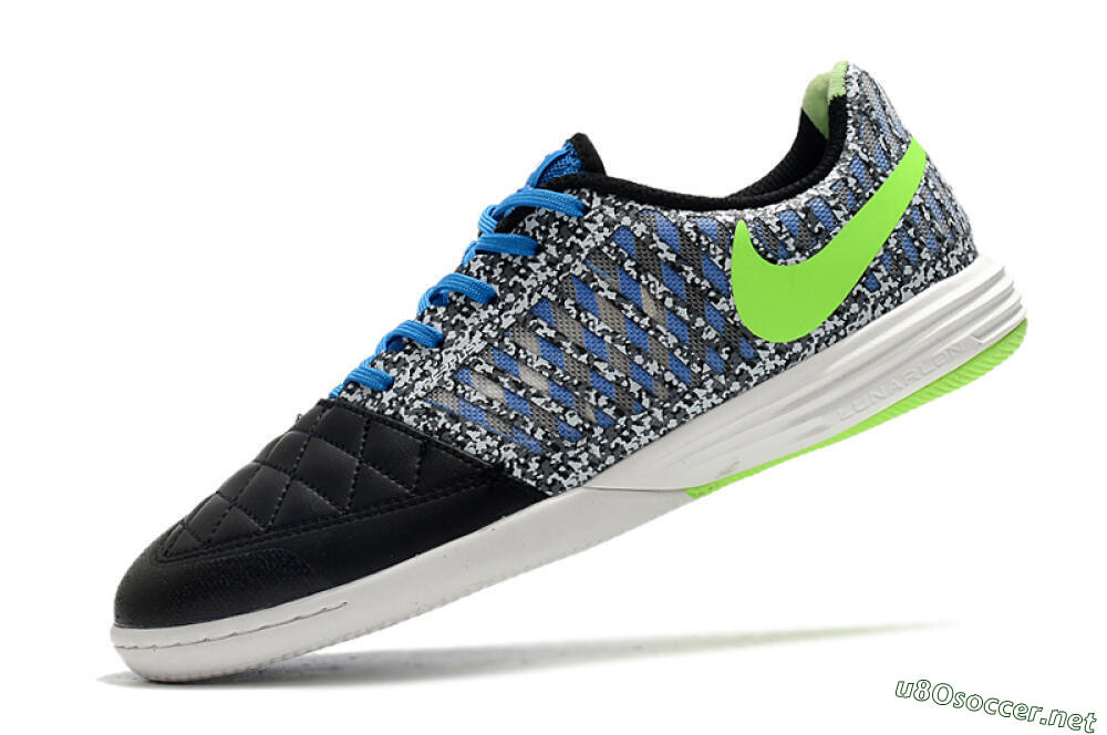 Men's Nike Lunar Gato 2 IC Football Shoes - Black/Blue/Yellow 5