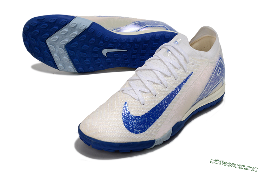 Unisex Nike Air Zoom Mercurial Vapor 16 Elite TF Football Shoes - White/Blue 3