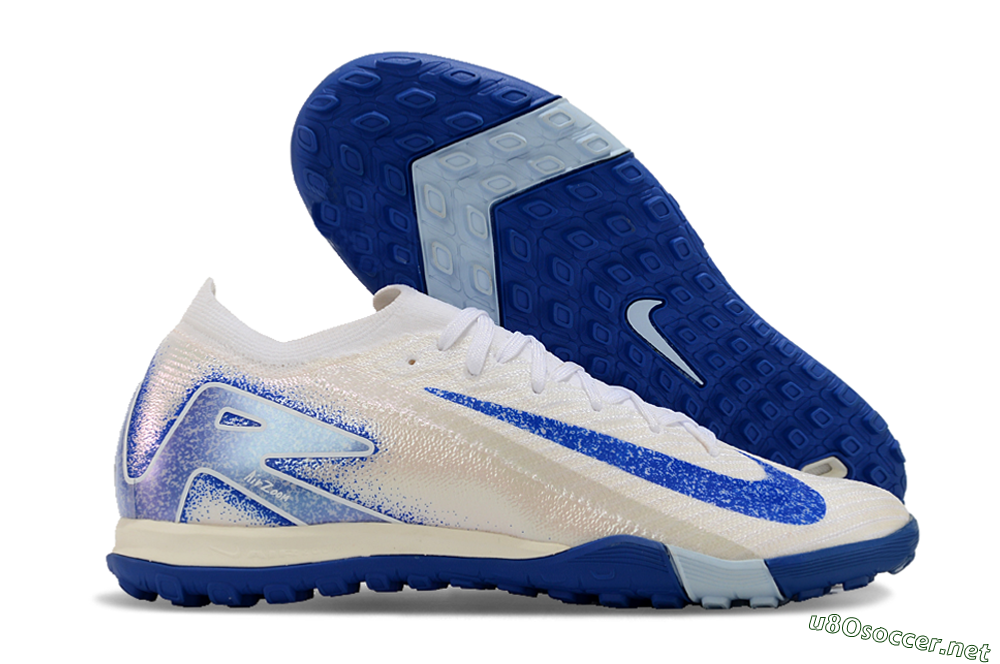 Unisex Nike Air Zoom Mercurial Vapor 16 Elite TF Football Shoes - White/Blue 2