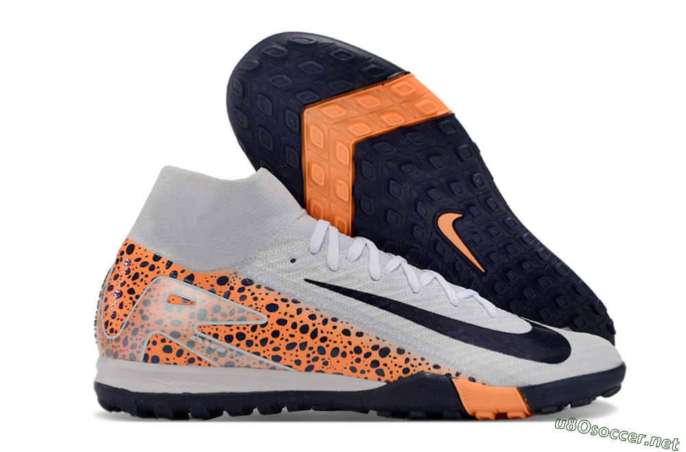 Unisex Nike Mercurial Superfly 10 Elite TF Football Boots - White/Black/Orange 2