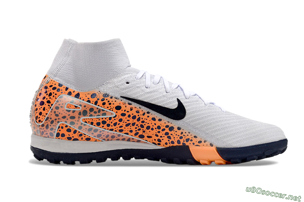 Unisex Nike Mercurial Superfly 10 Elite TF Football Boots - White/Black/Orange 5