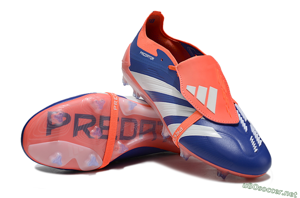 Unisex Adidas Predator Elite Foldover Tongue FG Football Boots - Blue/White/Orange 4