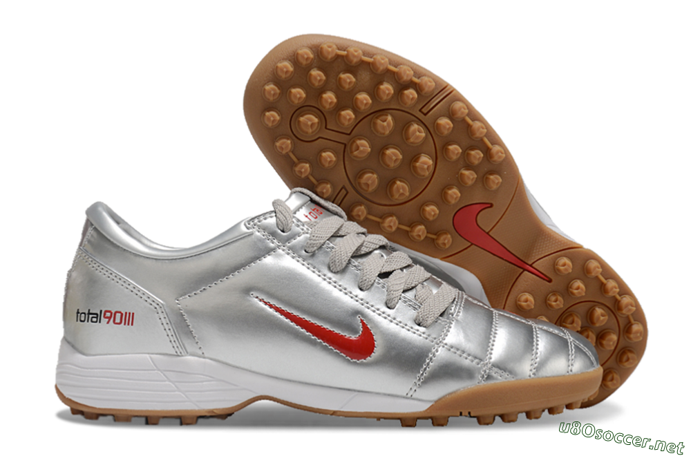 Men's Nike Total 90 II TF Football Shoes - Silver/Red/Brown 2