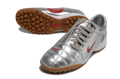 Men's Nike Total 90 II TF Football Shoes - Silver/Red/Brown
