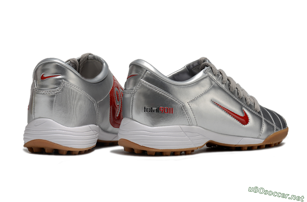Men's Nike Total 90 II TF Football Shoes - Silver/Red/Brown 6