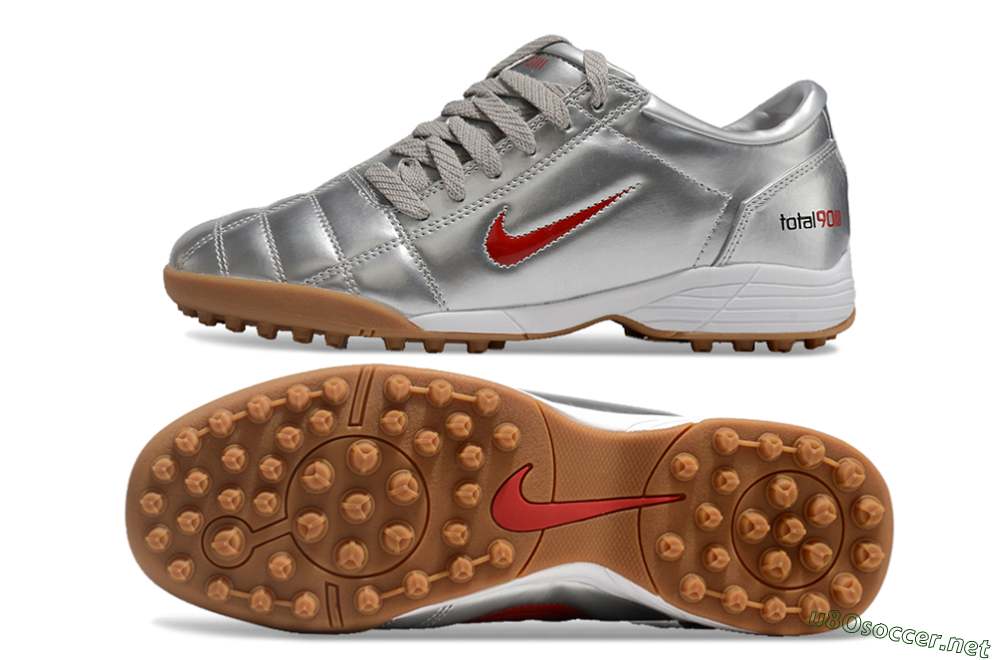Men's Nike Total 90 II TF Football Shoes - Silver/Red/Brown 1