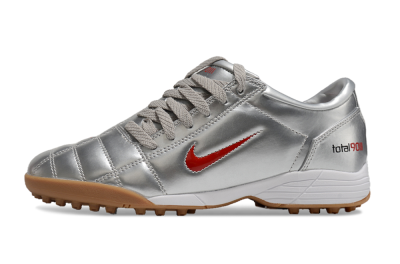 Men's Nike Total 90 II TF Football Shoes - Silver/Red/Brown