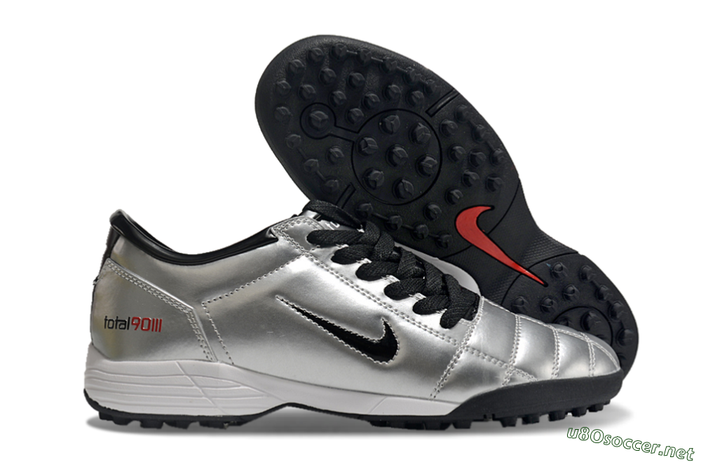 Men's Nike Total 90 II TF Football Shoes - Silver/Black/Red 2