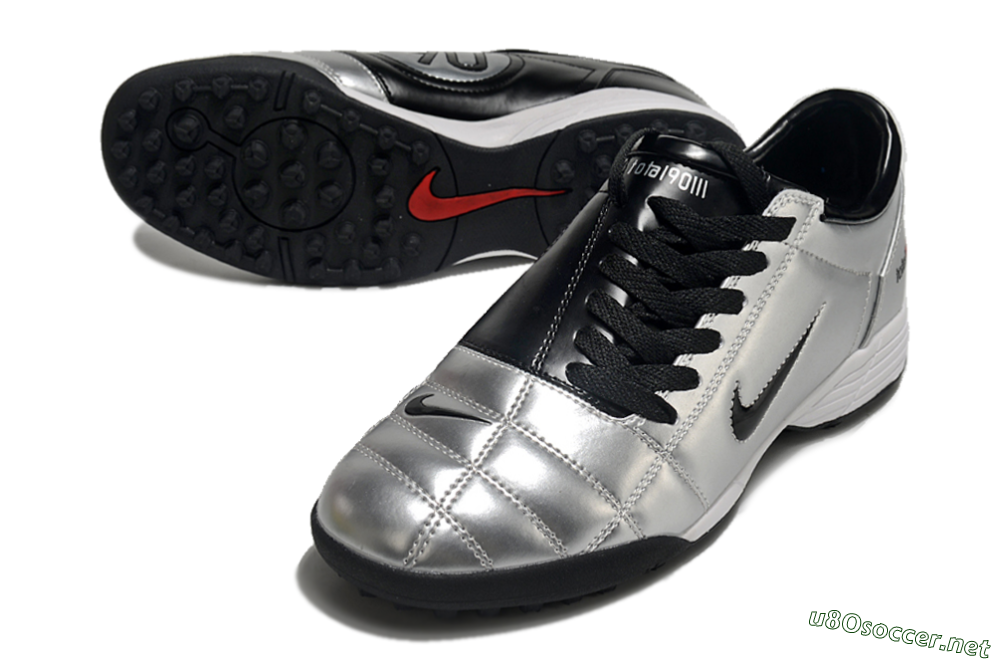 Men's Nike Total 90 II TF Football Shoes - Silver/Black/Red 3