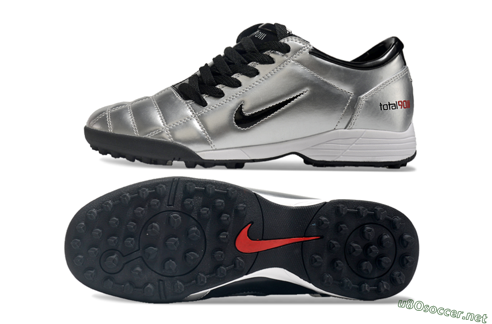 Men's Nike Total 90 II TF Football Shoes - Silver/Black/Red 1