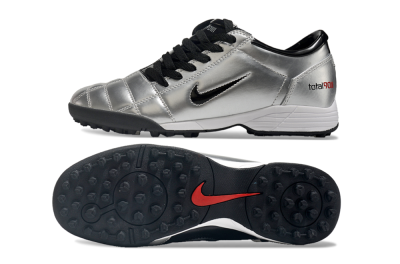 Men's Nike Total 90 II TF Football Shoes - Silver/Black/Red