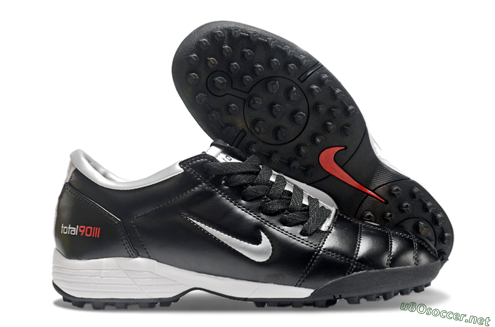Men's Nike Total 90 II TF Football Shoes - Black/Silver/Red 2