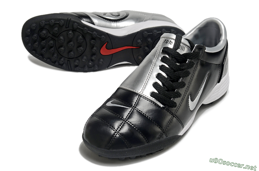 Men's Nike Total 90 II TF Football Shoes - Black/Silver/Red 3