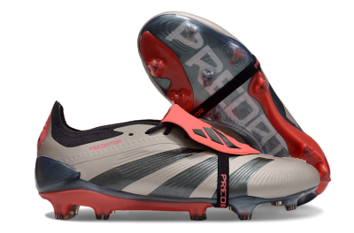 Men's Adidas Predator Elite Foldover Tongue FG Football Boots - Platinum Metallic/Aurora Black/Carbon
