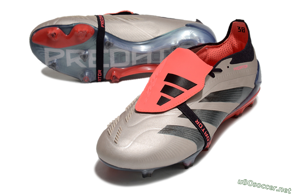 Men's Adidas Predator Elite Foldover Tongue FG Football Boots - Platinum Metallic/Aurora Black/Carbon 3