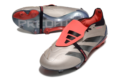 Men's Adidas Predator Elite Foldover Tongue FG Football Boots - Platinum Metallic/Aurora Black/Carbon