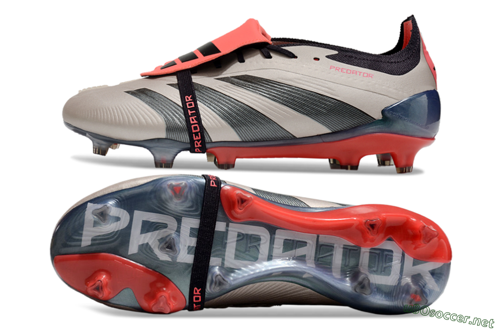 Men's Adidas Predator Elite Foldover Tongue FG Football Boots - Platinum Metallic/Aurora Black/Carbon 1
